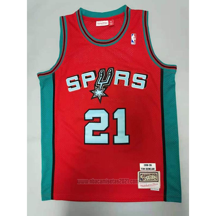 Camiseta San Antonio Spurs Tim Duncan #21 Mitchell & Ness 1998-99 Rosa